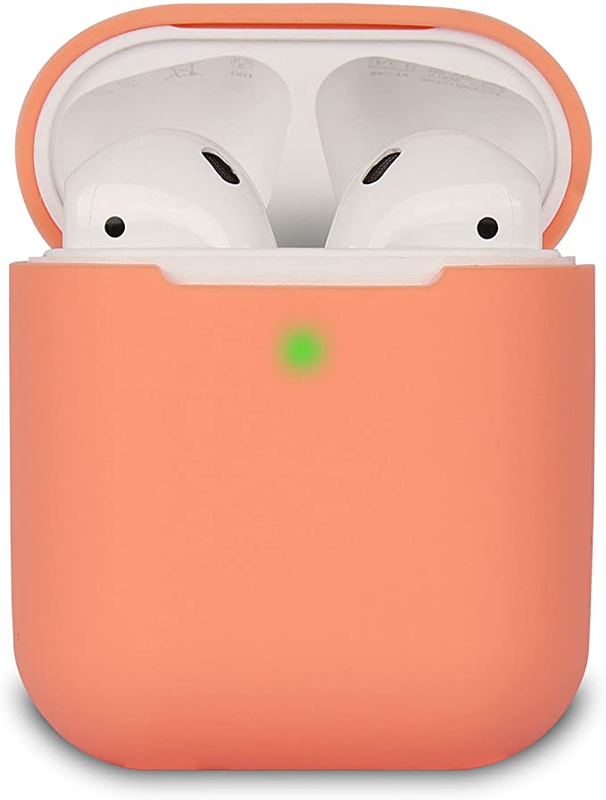 Custodia in Silicone da Appendere Compatiblile con AirPods 2 & 1, Custodia Protettiva per AirPods, Airpods cover case LED anteriore Visibile Moschettone Portachiavi, Nero