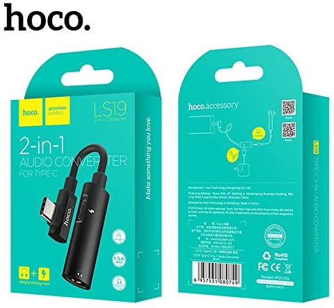 HOCO LS19 Type-C 2-in-1 Convertitore audio da 3,5 mm Jack Audio Adattatore per cuffie auricolari Adattatore di ricarica per smartphone Android