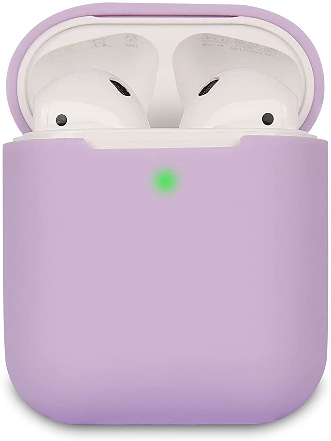 Custodia in Silicone da Appendere Compatiblile con AirPods 2 & 1, Custodia Protettiva per AirPods, Airpods cover case LED anteriore Visibile Moschettone Portachiavi, Nero