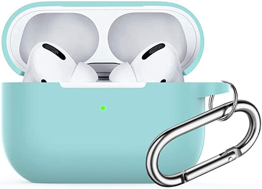 Custodia in Silicone Compatibile con AirPods Pro 2019, Case Cover Protettiva in Premium Silicone per Airpods Pro Custodia con Moschettone, LED Frontale Visibile, Bianco