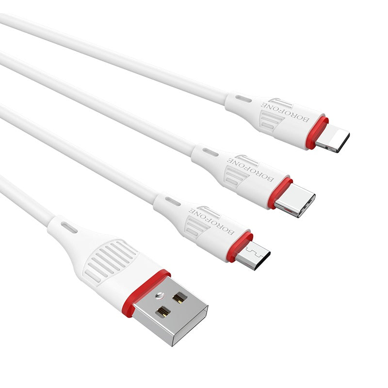 Cable 3-in-1 Lightning / Micro-USB / USB-C BX17 Enjoy (White)