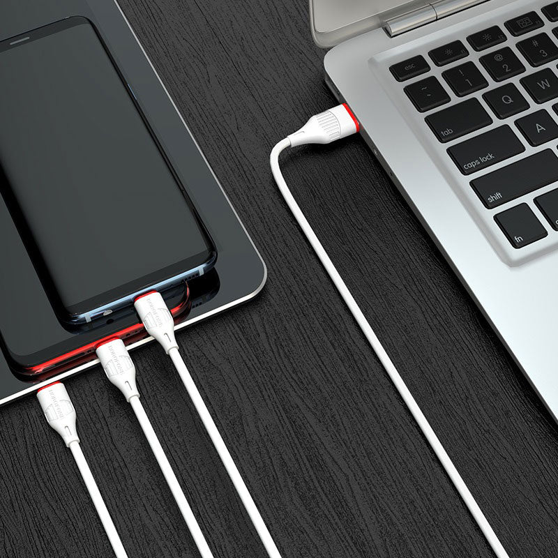 Cable 3-in-1 Lightning / Micro-USB / USB-C BX17 Enjoy (White)