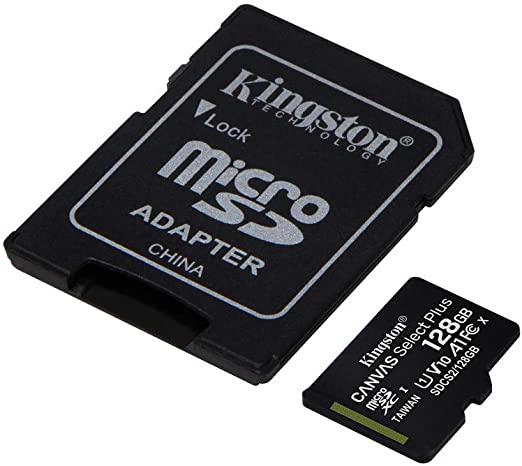 Kingston - Scheda di memoria UHS-I 128 GB microSDHC Canvas Select Plus 100 MB/s in lettura A1 classe 10 + adattatore con confezione senza frustrazione (SDCS2/128 GBET)