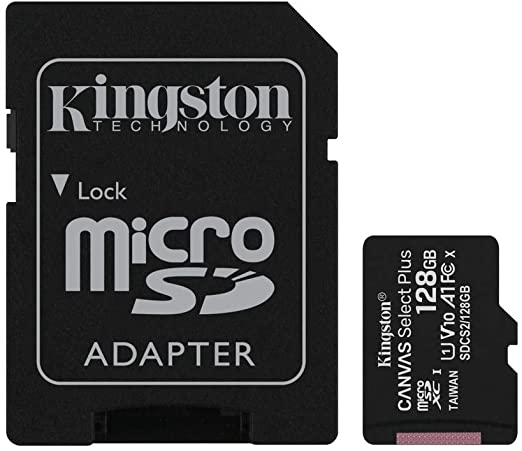 Kingston - Scheda di memoria UHS-I 128 GB microSDHC Canvas Select Plus 100 MB/s in lettura A1 classe 10 + adattatore con confezione senza frustrazione (SDCS2/128 GBET)
